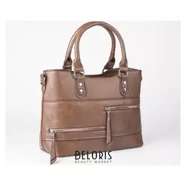 Сумка женская, отдел на молнии, наружный карман, длинный ремень, цвет светло-коричневый