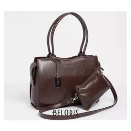 Сумка женская, отдел на молнии, наружный карман, длинный ремень, цвет тёмно-коричневый