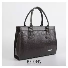 Сумка женская, отдел на молнии, наружный карман, длинный ремень, цвет тёмно-коричневый