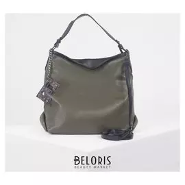 Сумка женская, отдел на молнии, наружный карман, длинный ремень, цвет зелёный