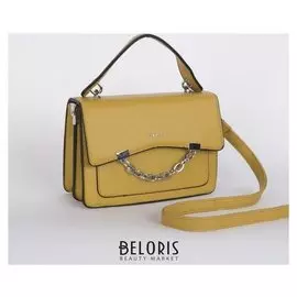 Сумка женская, отдел на молнии, наружный карман, длинный ремень, цвет жёлтый