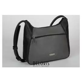 Сумка женская, отдел на молнии, наружный карман, регулируемый ремень, цвет серый/чёрный