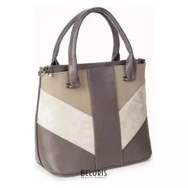 Сумка женская, отдел на молнии, наружный карман, регулируемый ремень, цвет серый/коричневый