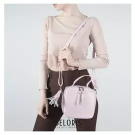 Сумка женская, отдел на молниях, длинный ремень, цвет розовый