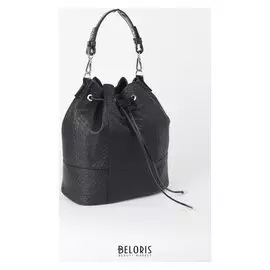 Сумка женская, отдел на завязке, длинный ремень, цвет чёрный