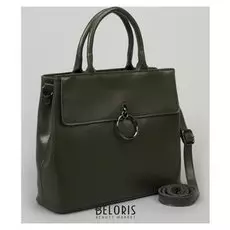 Сумка женская, отдел с перегородкой, 2 наружных кармана, длинный ремень, цвет оливковый