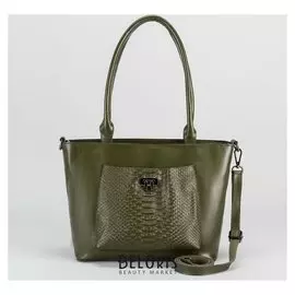 Сумка женская, отдел с перегородкой, 2 наружных кармана, длинный ремень, цвет оливковый