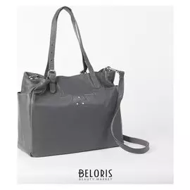 Сумка женская, отдел с перегородкой на молнии, 3 наружных кармана, длинный ремень, цвет серый