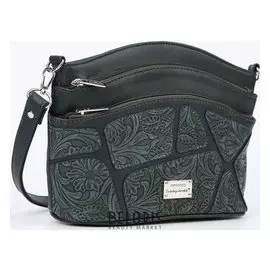 Сумка женская, отдел с перегородкой на молнии, 3 наружных кармана, длинный ремень, цвет зелёный