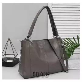 Сумка женская, отдел с перегородкой на молнии, 3 наружных кармана, длинный ремень, цвет серый