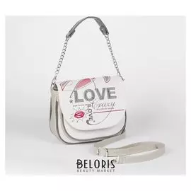 Сумка женская, отдел с перегородкой на молнии, 2 наружных кармана, длинный ремень, цвет серый