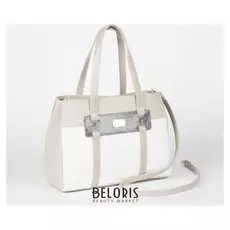 Сумка женская, отдел с перегородкой на молнии, наружный карман, длинный ремень, цвет белый/серый