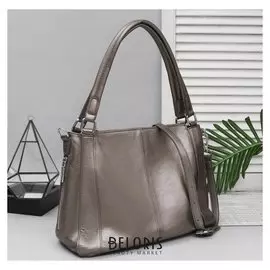 Сумка женская, отдел с перегородкой на молнии, 3 наружных кармана, длинный ремень, цвет бронзовый