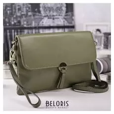 Сумка женская, отдел с перегородкой на молнии, наружный карман, с ручкой, длинный ремень, цвет зелёный