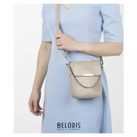 Сумка женская, отдел с перегородкой, наружный карман, 2 цепи, длинный ремень, цвет хаки