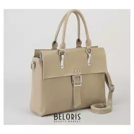 Сумка женская, отдел с перегородкой, наружный карман, длинный ремень, цвет хаки