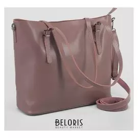 Сумка женская, отдел с перегородкой, наружный карман, длинный ремень, цвет пудра