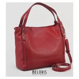 Сумка женская, отдел с перегородкой, наружный карман, длинный ремень, цвет красный