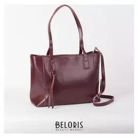 Сумка женская, отдел с перегородкой, наружный карман, длинный ремень, цвет бордовый