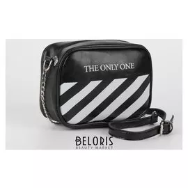 Сумка женская The Only One 19х6х14, отд на молнии, длин ремень цепочка, цвет чёрный