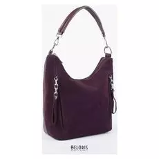 Сумка женская, замша, 2 отдела на молниях, 3 наружных кармана, цвет бордовый