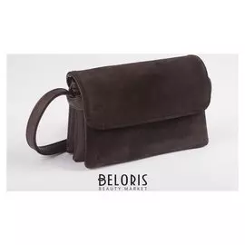 Сумка женская, замша, 5 отдела на клапане, длинный ремень, цвет коричневый