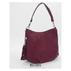 Сумка женская, замша, отдел на молнии, 3 наружных кармана, цвет красный