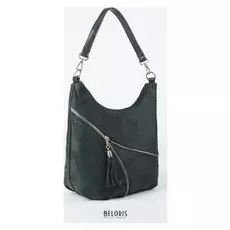 Сумка женская, замша, отдел на молнии, наружный карман, длинный ремень, цвет зелёный