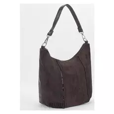 Сумка женская, замша, отдел на молнии, наружный карман, длинный ремень, цвет коричневый