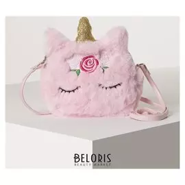 Сумочка детская меховая «Единорог», 15х12 см, розовая