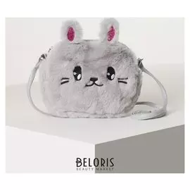 Сумочка детская меховая «Зайка», 15х12 см, серая