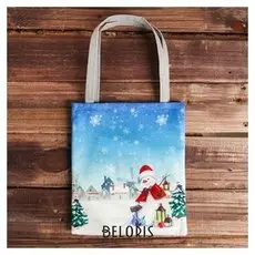 Сумочка для подарков «Снеговик у ёлки»