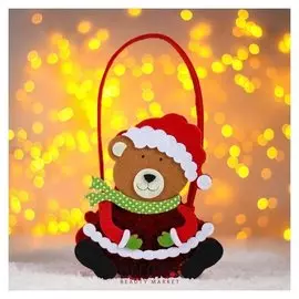 Сумочка с пайетками "Мишутка в колпаке"