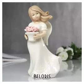 Сувенир "Ангел с корзинкой роз" 17х6х10 см