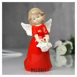 Сувенир "Ангел в красном платье" 15х7,5х7 см