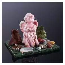 Сувенир "Ангелочек молящийся с книжкой", змеевик, мрамор