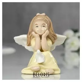 Сувенир "Ангелочек в жёлтом платьице с голубем"