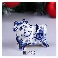 Сувенир "Буренка василиса" 7,5х9х4см, гжель