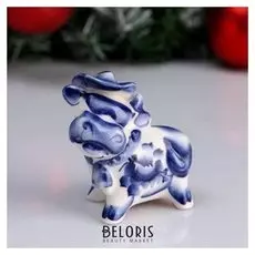 Сувенир "Бычок ковбой", гжель