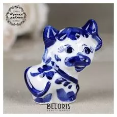 Сувенир «Бычок лужок», 6х3х6.5 см, гжель