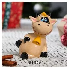 Сувенир "Бычок с колокольчиком", символ года 2021, разноцветный, 11 см