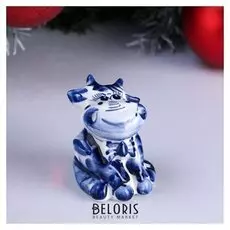 Сувенир "Бычок в бабочке" 6,5х5х5см, гжель