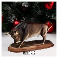 Сувенир "Бык гаур", гжель, цветной, с золотом