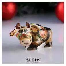 Сувенир «Бык лютый », 7см, гжель, цвет