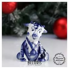 Сувенир бык "Тавр", гжель, фарфор, 9 см