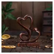 Сувенир дерево "Два сердца" коричневый 15х11х3 см