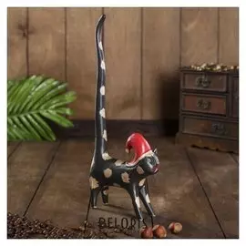 Сувенир дерево "Кошка под кольца черная с колпаком" 13х4х32 см