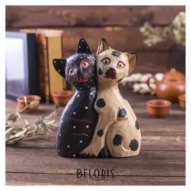 Сувенир дерево "Парочка кошек: черная и белая" 4,5х14х20 см