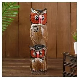 Сувенир дерево "Сова и совёнок" мокко 40х13х6 см