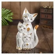 Сувенир дерево "Три белые кошечки" 5х14х25 см